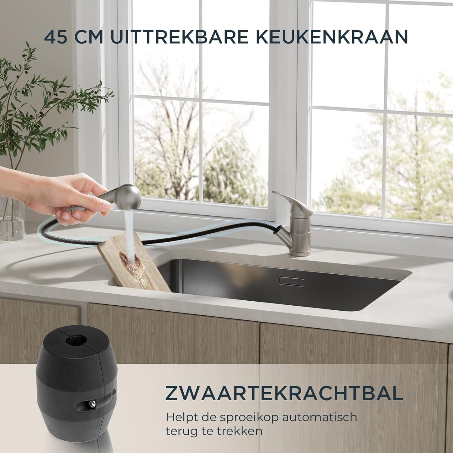 Keukenmengkraan 360° Draaibaar Roestvrij Staal