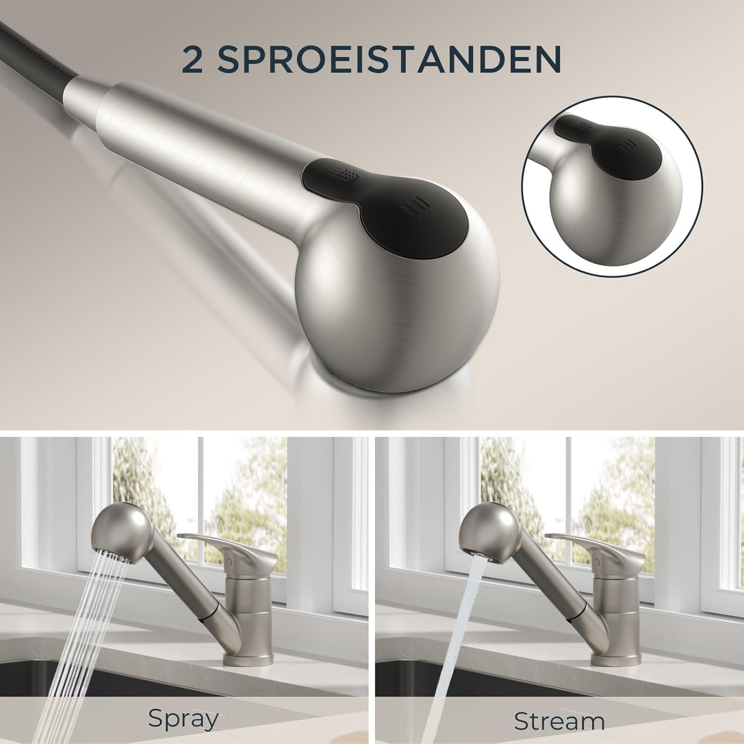 Keukenmengkraan 360° Draaibaar Roestvrij Staal